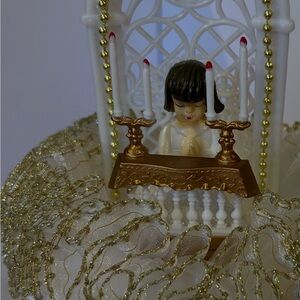 Elegant Gold and White Prayer Candle Holder